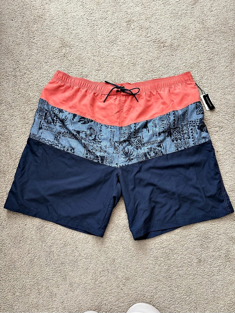 Rochester DXL Men's Apparel swim trunks Geometric Swim Trunks Blue & Coral 4XL